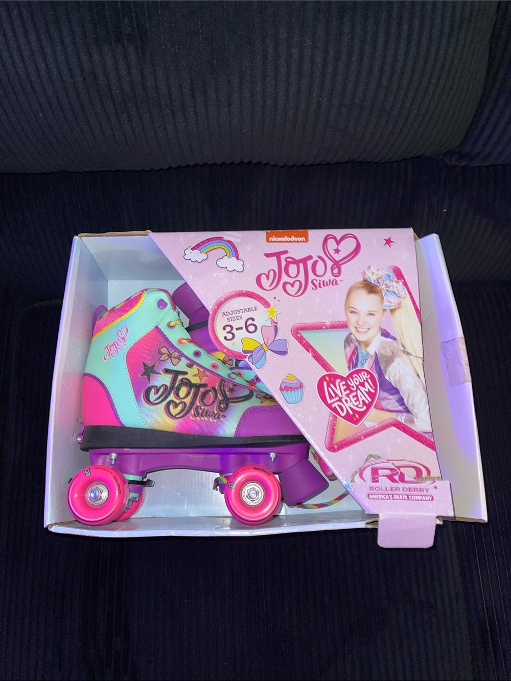 JoJo Siwa Rainbow Pink & Teal Kids Roller Skates